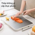 Thớt inox 304 kháng khuẩn 2 mặt an toàn, chống ẩm mốc, khe chống tràn BA1863