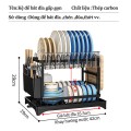 Kệ chén bát 2/3 tầng thông minh thiết kế gập gọn kèm khay hứng nước BA1890