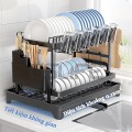 Kệ chén bát 2/3 tầng thông minh thiết kế gập gọn kèm khay hứng nước BA1890
