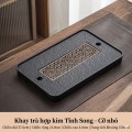 Khay trà mặt đá sứ nhân tạo kiểu dáng sang trọng BA1940, 37x24x4cm