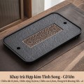 Khay trà mặt đá sứ nhân tạo kiểu dáng sang trọng BA1940, 37x24x4cm