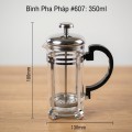 Bình thủy tinh pha cafe, pha trà kiểu Pháp 350ml tiện lợi BA1944