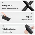 Ghế gấp ngoài trời dã ngoại, câu cá có dây đeo vai đa năng BA2007, Màu đen 