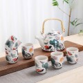 Bộ ấm chén uống trà phòng khách bằng sứ họa tiết sang trọng BA1988