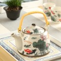 Bộ ấm chén uống trà phòng khách bằng sứ họa tiết sang trọng BA1988