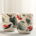 Bộ ấm chén uống trà phòng khách bằng sứ họa tiết sang trọng BA1988