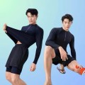 Bộ đồ bơi nam Mr Swim tay dài chống nắng, quần đùi 2 lớp BA2034, Size L