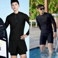 Bộ đồ bơi nam Mr Swim tay dài chống nắng, quần đùi 2 lớp BA2034, Size L
