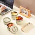 Hộp cơm giữ nhiệt kèm túi đựng và bộ đũa thìa cao cấp BA2017, Set 3 - Màu Be
