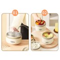 Hộp cơm giữ nhiệt kèm túi đựng và bộ đũa thìa cao cấp BA2017, Set 3 - Màu Be