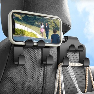 Combo 4 móc treo đồ đôi sau ghế xe hơi kiêm giá đỡ điện thoại đa năng BA2046